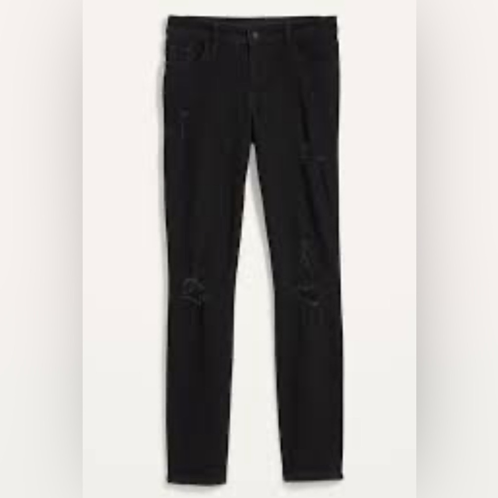 Old Navy Mid-Rise Black Pop Icon Ripped Skinny Jeans.  Sz 2